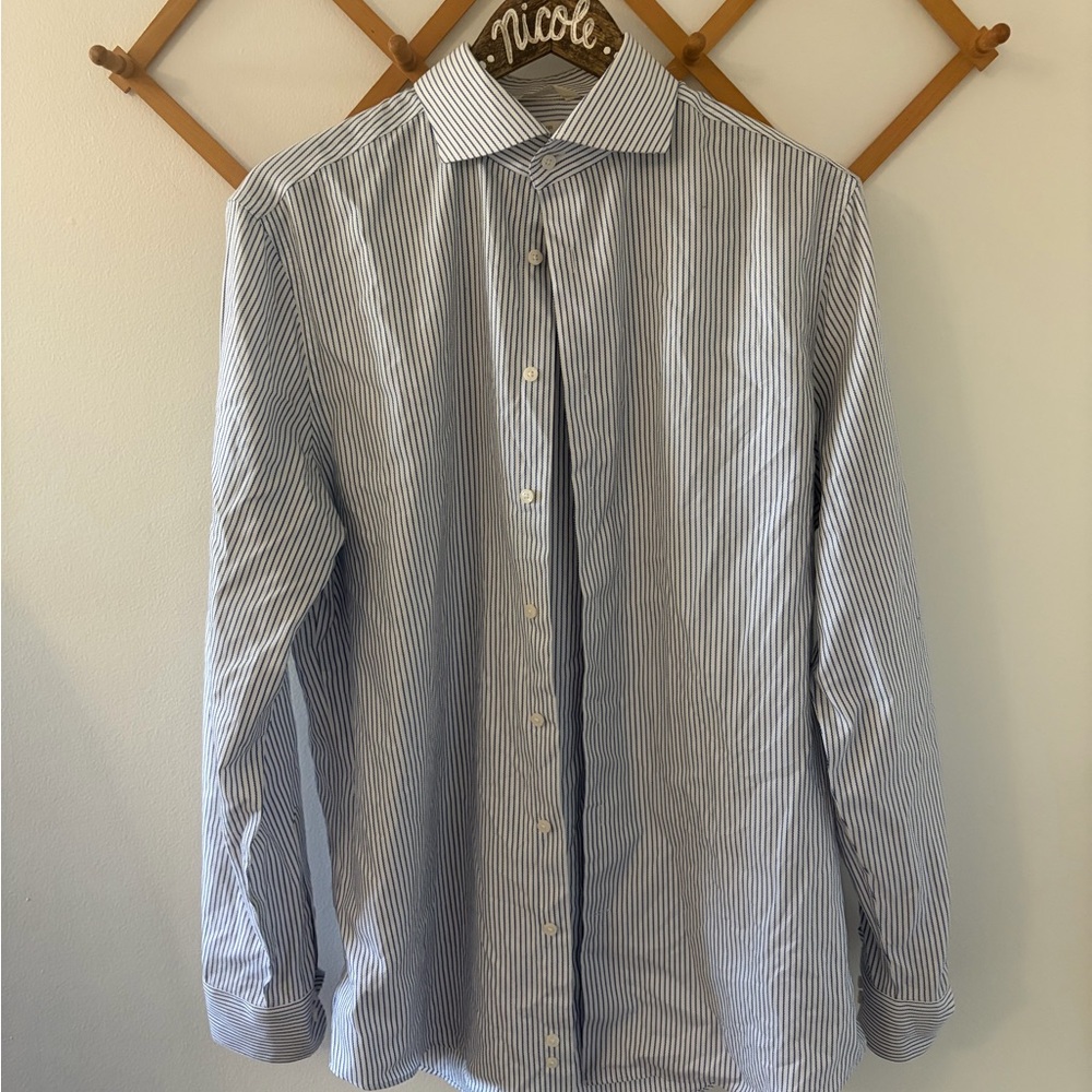 Suitsupply Blue and White Pinstripe Dress Shirt